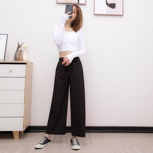 A263-Summer trendy one button skinny pants wide leg pants