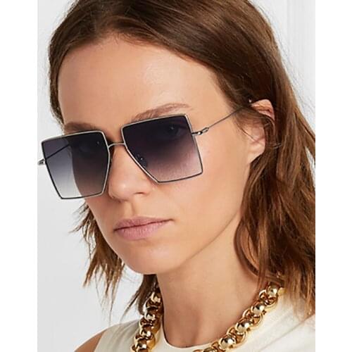 2020 Oversized Sunglasses Women Fashion Square Celebrity Style Sun Glasses Female Metal Thin Border Shades De Sol Mujer UV400