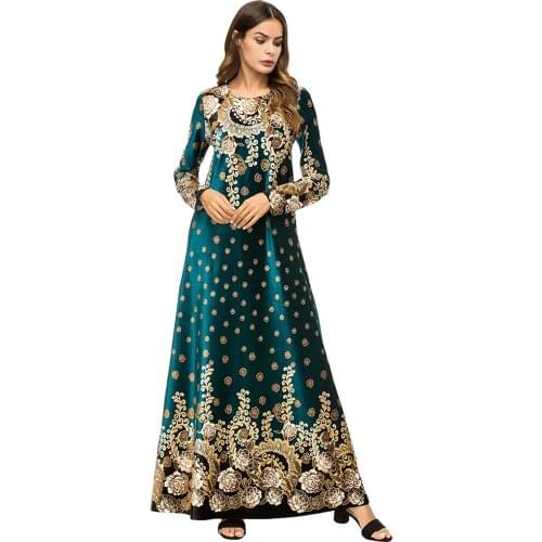 Winter Women Long Sleeve Green Sage Velvet Maxi Dressing Gown Africa Print Robe Plus Size Muslim Fashion American Clothing 2021