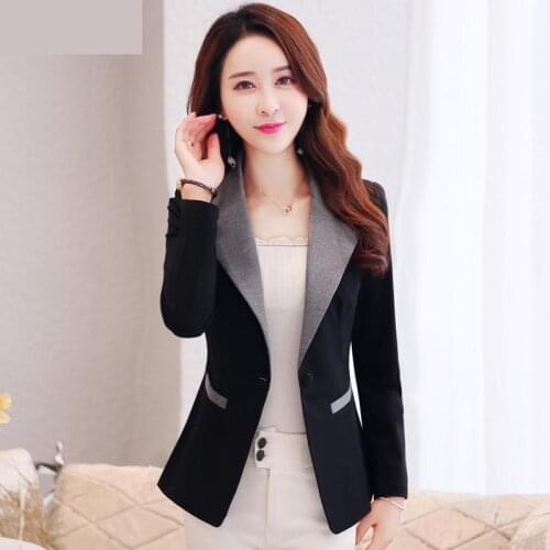 Women Autumn Coat Long Sleeve Pink Black Blazer Red Womens Coat Patchwork Notches Office Lady Business Work Wear Winter Jacket