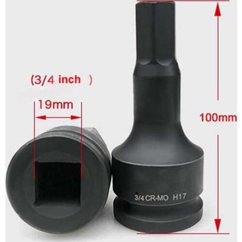 1pcs 3/4" Drive Grey Pneumatic Hex Driver Socket Inner Hexagon Head Screwdriver Bit Wrench H12 H14 H17 H19 H22 H24 H27 H30 H32