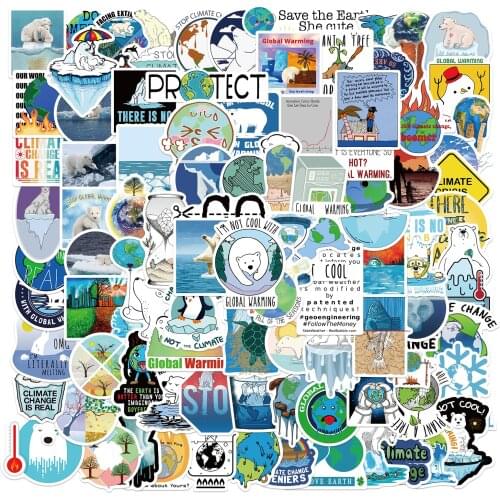 10/50/100pcs Cartoon Climate Change Stickers Aesthetic Graffiti For Suitcase Suitcase Waterproof DIY Decals