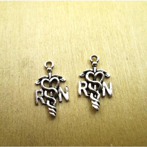 15pcs-- 11x20mm Nurse RN Charms Nurse RN Charms pendants ,DIY Supplies DIY necklace/ bracelets charms antique silver tone