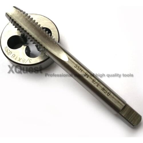2pcs HSS Withworth thread tap and die set BSW 1/8 5/32 3/16 1/4 5/16 Right hand taps Round dies suit W 3/8 7/16 5/8 3/4 1/2