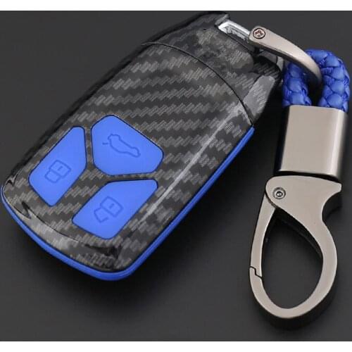 2019 Hot ABS Carbon Fiber Shell+Silica gel car Remote Key case Cover &KeyChain For Audi A4 A5 B9 Q5 Q7 TT TTS 8S 2016 2017 2018