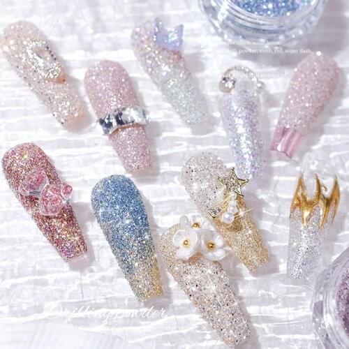 2021 Dream Crystal Diamond Nail Powder Drilling Powder Colorful Diamond Powder Nail Art Glitter Powder Shiny Nail Art Powder