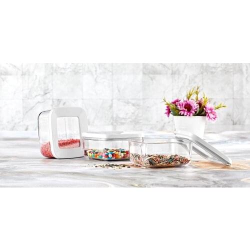 SAMPURCHASE 250ML 3 PCS VACUUM MICA STORAGE CONTAINER