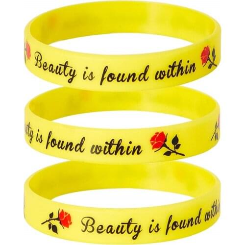 300pcs Rose Beauty Beauty Is Found Within Silicone Bracelets Rubber Wristbands Free Shipping by DHL