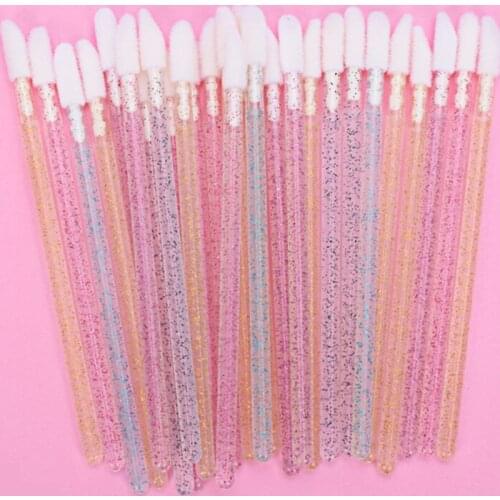 50Pcs Disposable Lip Brush Eyelash Brushes Crystal Lashes Micro Brushes Eyelash Extension Applicator Cleaner Beauty Makeup Tools