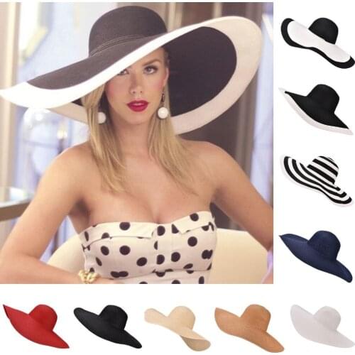 7.1''/18cm Huge Wide Brim Sun Hats Straw Summer Church Wedding Hats for Womens Ladies Floppy Kentucky Derby Party Dressy