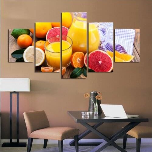 DIY Diamond Painting Fruit Juice 5 Pieces Full Square / round Diamond Embroidery Mosaic Picture Of Rhinestone Restaurant decor