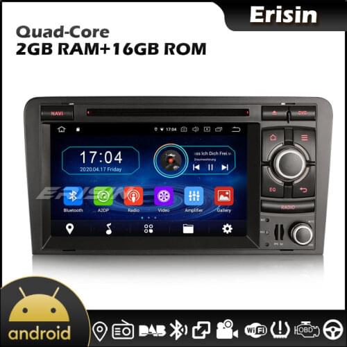 Erisin EU Warehouse 5973 7" Android 10.0 GPS 4G TPMS DAB CarPlay Car Autoradio for AUDI A3 (2003-2011) S3 RS3 RNSE PU