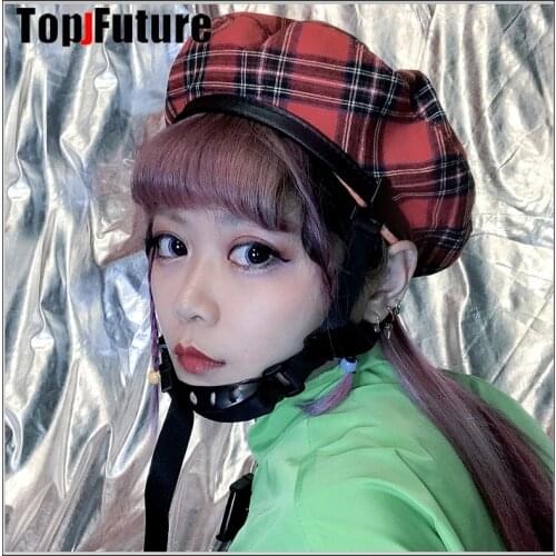 Harajuku Gothic red Lolita violent Lolita with two jaw diseases JK wears dark functional Beret hat cosplay cap
