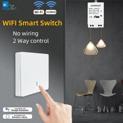 EWeLink DIY WIFI Smart Light Switch RF433 Wireless Switch Universal Breaker Timer Remote Control Works With Alexa Google Home