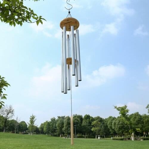 Solid Wood Aluminum Tube Bells Windchime Outdoor Metal Hanging Wind Chime Chapel Bells Windchimes Hanging Home Decoration