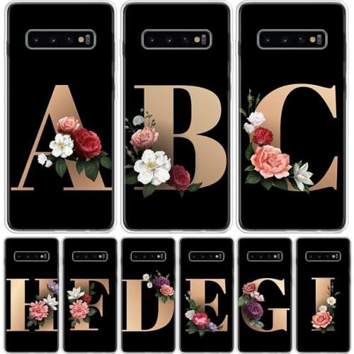 Flowers Letter Alphabet A-J Phone Case For Samsung Galaxy S10 S20 Ultra Note 10 9 8 S9 S8 J4 J6 J8 Plus Lite + Pro S7 Coque Cap