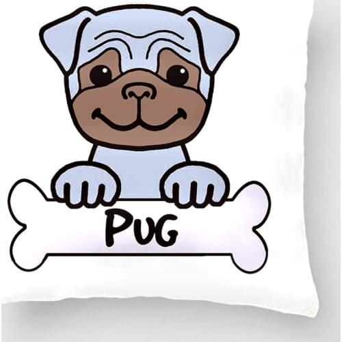 Pug With Tone Cartoon Wedding Decorative Cushion Cover Pillow Case Customize Gift High-Quility By Lvsure For Car Sofa Pillowcase