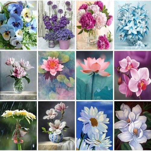 EverShine Diamond Painting Full Square Flowers Cross Stitch Diamond Mosaic Lily Rhinestones Art Daisy Handmade Hobby Home Decor