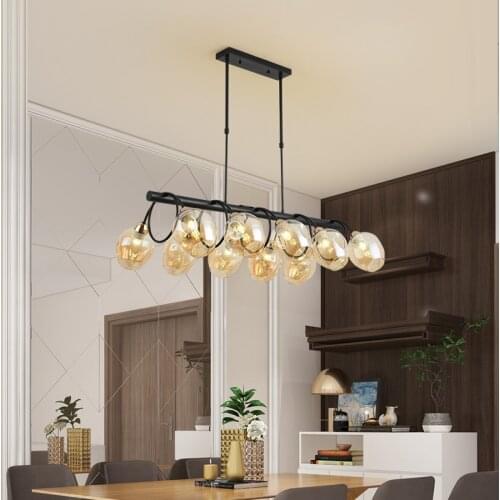 Crystals glass ball chandeliers Black art deco kitchen dining room luces led bar pendant lights modern home lustre hanglampen
