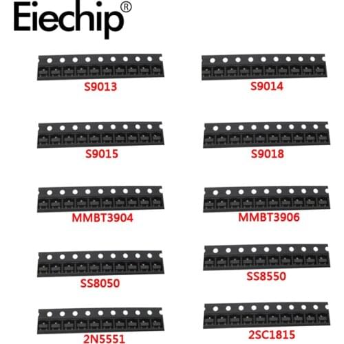 SOT-23 SMD transistor KIT S9013 S9014 S9015 S9018 MMBT3904 MMBT3906 SS8050 SS8550 2N5551 2SC1815 Total 10kinds X10pcs=100pcs