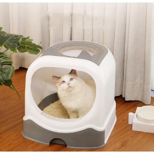 Cat Litter Box Splash-proof Closed Cat Toilet Training Kit Plastic Removable Cleaning Toilet Pet Supplies