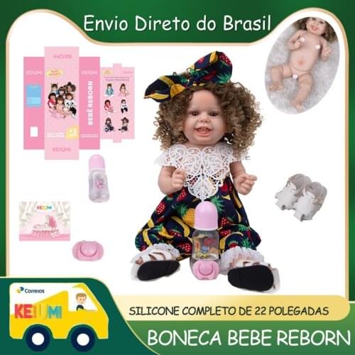 KEIUMI Hotsale 22 Inch Smiley Curly Hair Baby Girl Accessories Free Excellent Quality Reborn Newborn Doll For Childrens Toys