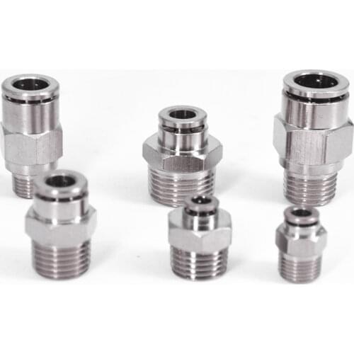 M5 1/8" 1/4" 3/8" 1/2" BSPT Male Pneumatic Nickel Plated Brass Push In Quick Connector Release Air Fitting Plumbing
