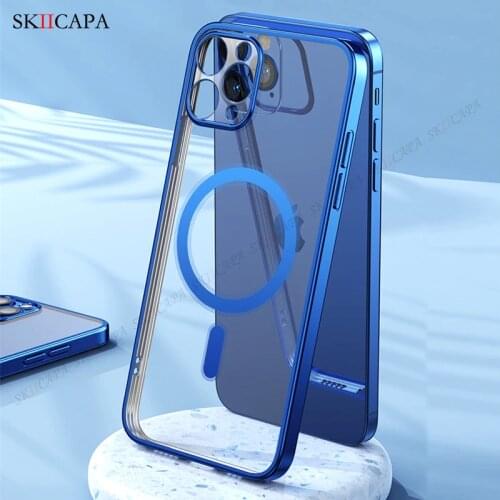 6D Plating Wireless Charger Magsafing Magnet Cover For iPhone 12 11 Pro Max HD Transparent Magnetic Soft Case For APPLE 12 MINI