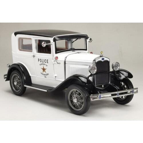 Diecast 1/18 Ford Type A Police Alloy Car Model Classic Vehicle 1931 Collection Souvenir Ornaments Display Decoration Toy Gift