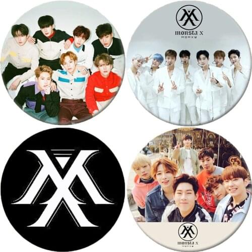Super Star Korean Mens Team Group Monsta X Icon 58mm Brooch Pins Breastpin Badge Jewelry Handbag Schoolbag Hat Accessories