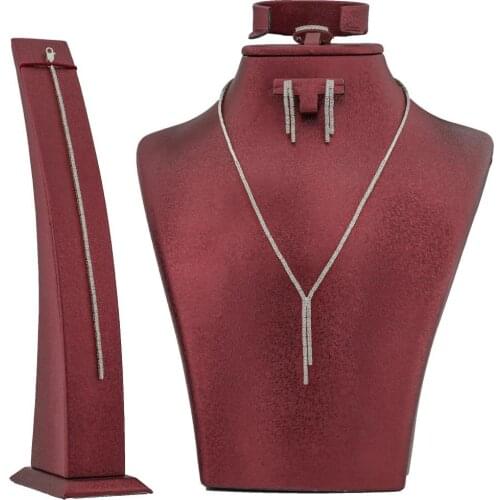 Single Row Waterway Silver Women Set with Zircon Stone New Trendy Clear Crystal Elegant Design Famale Wedding Jewelry