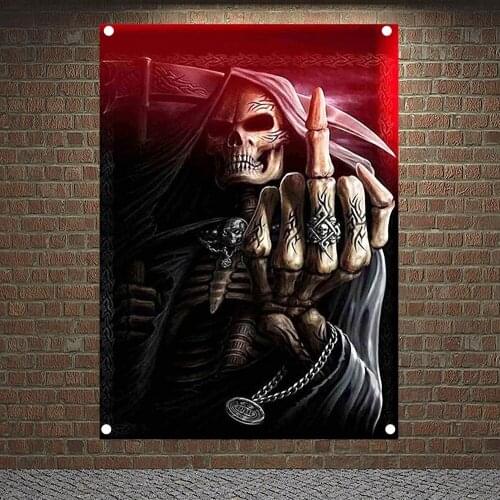 Macabre Art Posters, Tapestry HD Wallpapers Bar Cafe Home Decoration Skull Tattoo Art Banners Flags Wall Hanging Ornaments Mural