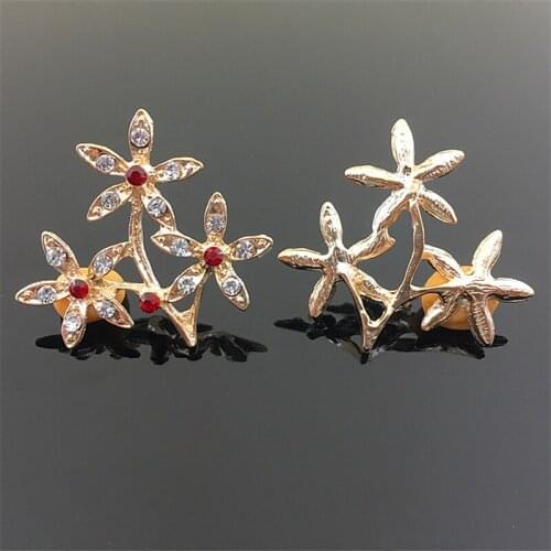 2018News 50Pcs Three-Flowers Rhinestones Leaves Button for wedding clothes decoration or DIY hair accessories HZ353