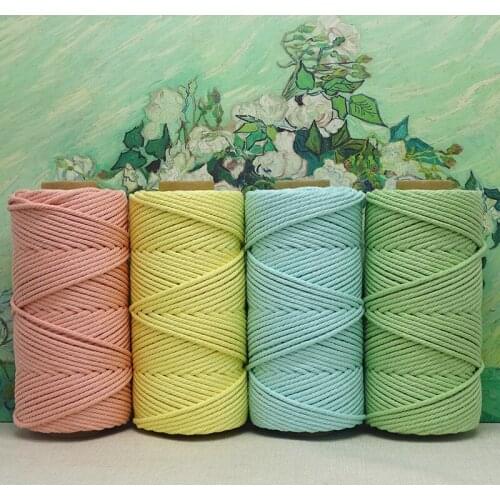 Wholesales 4mm 100% Cotton Twisted Cotton Handmade Bag Wall Hanging Ropes Macaroon Color Macrame Cords