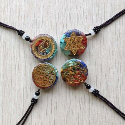 Wholesale 4pcs New fashion Colorful natural stone Geometry Chakra Energy necklaces & pendants jewelry free shipping