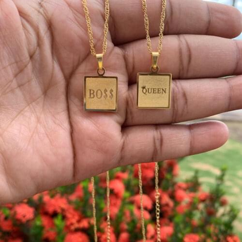 Queen Crown Chain Necklace For Women Men Fashion Hip Hop Jewelry FEMINIST Stainless Steel Water Chain Party Gifts 2021