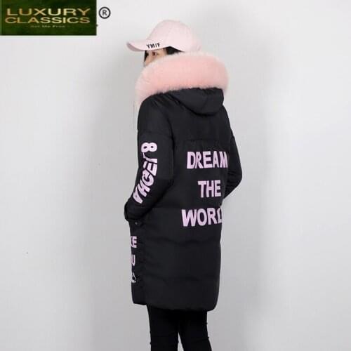 Down Thick Warm Womens Jacket Large Fur Hooded Clothes 2021 Korean Duck Down Coat Female Long Down Parka Hiver 18108