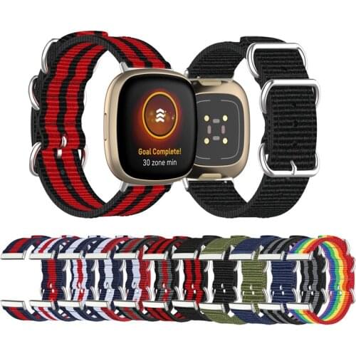 For fitbit versa 3 smart watch Nylon band versa3 Bracelet Steel Buckle canvas strap for fitbit sense wristband belt accesssory
