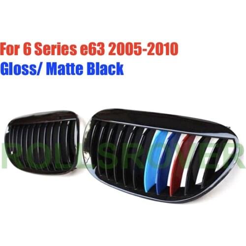 ROLLSROVER Carbon Fiber Front Bumper Grille Grill For 6 Series e63 2005-2010 3 Colors Single Strip Car Performance