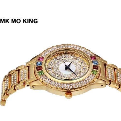 Luxury Brand Womens Diamond Gemstone Dial Quartz Watch Ladies Bracelet Waterproof Steel Belt Clock Relogio Feminino Gift