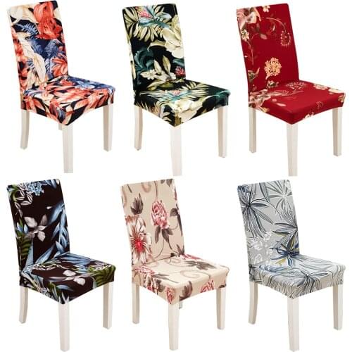 2020 New Flower Printing Removable Chair Cover Big Elastic Slipcover Modern Kitchen Seat Case Stretch Chair Cover For Banquet