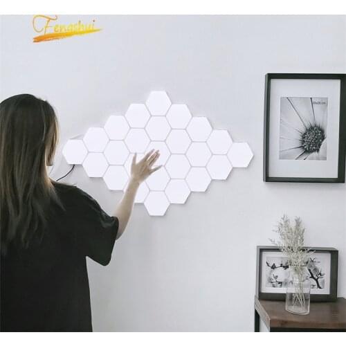 Modern LED Night Light Quantum Lamp Touch Sensitive Lighting Magnetic Hexagons Corridor Decor Night Lamp Bedroom Bedside Lamp