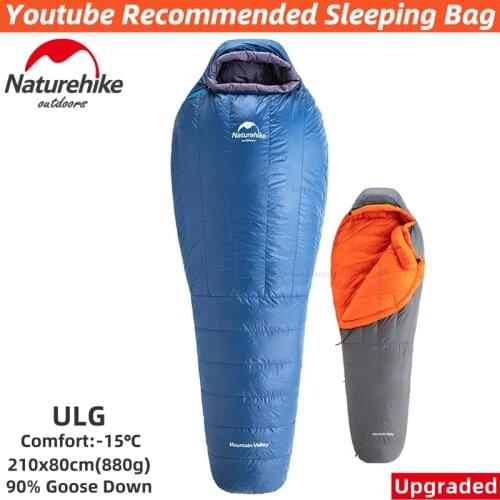 Naturehike ULG Sleeping Bag Winter 90% Goose Down Mummy Warm Waterproof Camping Hiking Upgraded Sleeping Bag Portable Ultralight