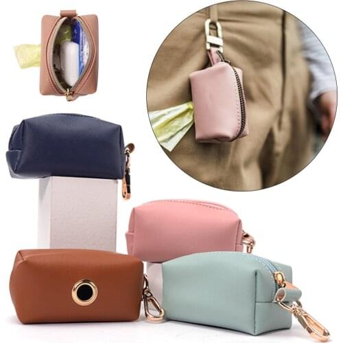 Pick Up Poop Bag Dog Poop Bag Dispenser Holder PU Leather Pouch Pet Cat Waste Bags Organizer Travel Outdoor Dog Waste Bag
