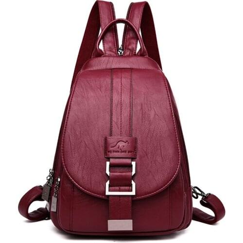 Women Backpack Soft Leather Shoulder Bags For Women Multi-Function Bagpack Female Preppy School Backpacks For Teenage Girls