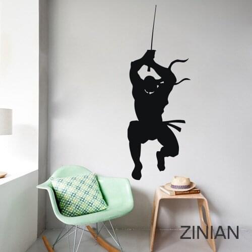 Japanese Ninja Fighter Wall Decals Stickers Living Room Bedroom Warrior Samurai Swords Vinyl Sticker Dorm Decor Poster Z507