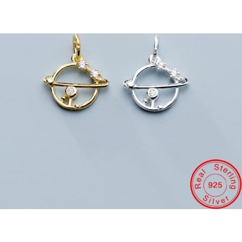UQBing Silver Color Jewelry Charms Findings Micro-inlaid Zircon Planet Pendant Charms Necklace Pendants Jewelry Crafts
