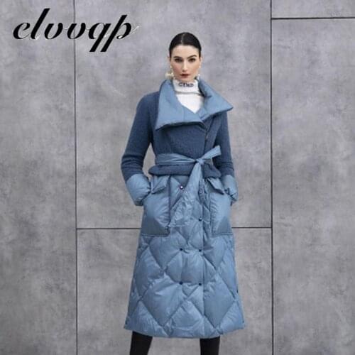 Women down jacket Winter Jacket Women Teddy Splicing Down Coat 2020 Warm Parka Female Long Loose Down Jacket Quilted Coat