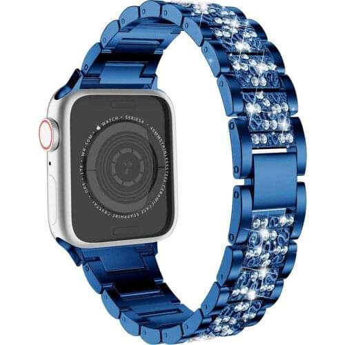 Women bling bands for apple watch 40mm 38mm 40mm 44mm strap for iwatch se series 6 5 4 3 Stainless Steel Jewelry link Bracelet