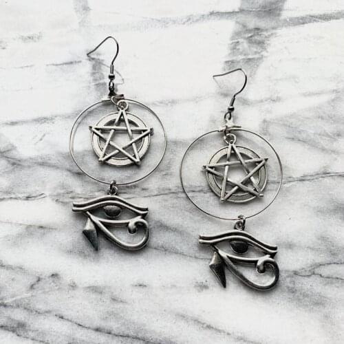 Eye of Horus Pentacle Hoop Earrings Fashion Goth Witch Jewelry Women Gift 2020 New Delicate And Beautiful Crescent Wholesale